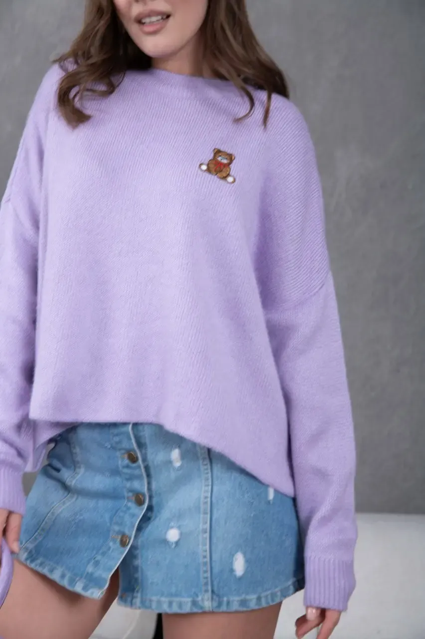 Kadın Bisiklet Yaka Oversize Triko Kazak 227045Sw