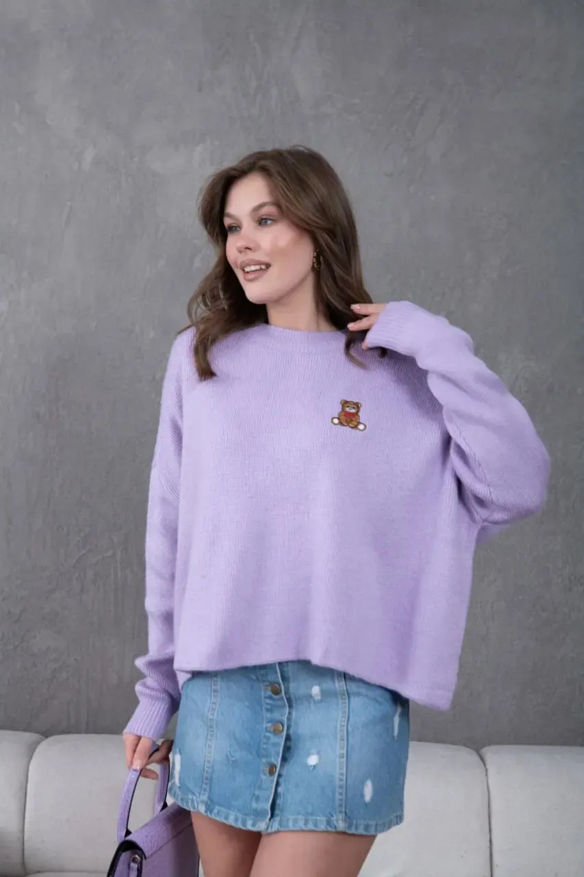 Kadın Bisiklet Yaka Oversize Triko Kazak 227045Sw