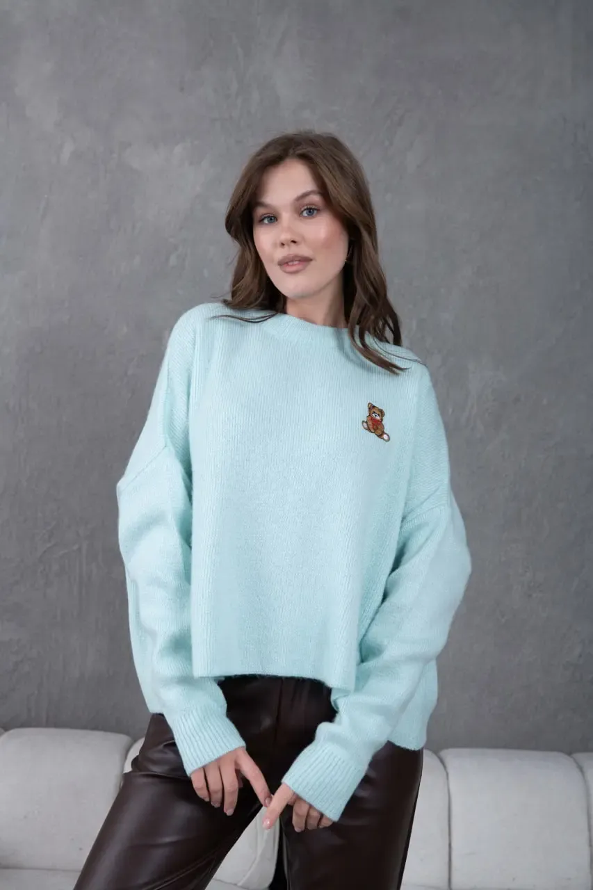 Kadın Bisiklet Yaka Oversize Triko Kazak 227045Sw