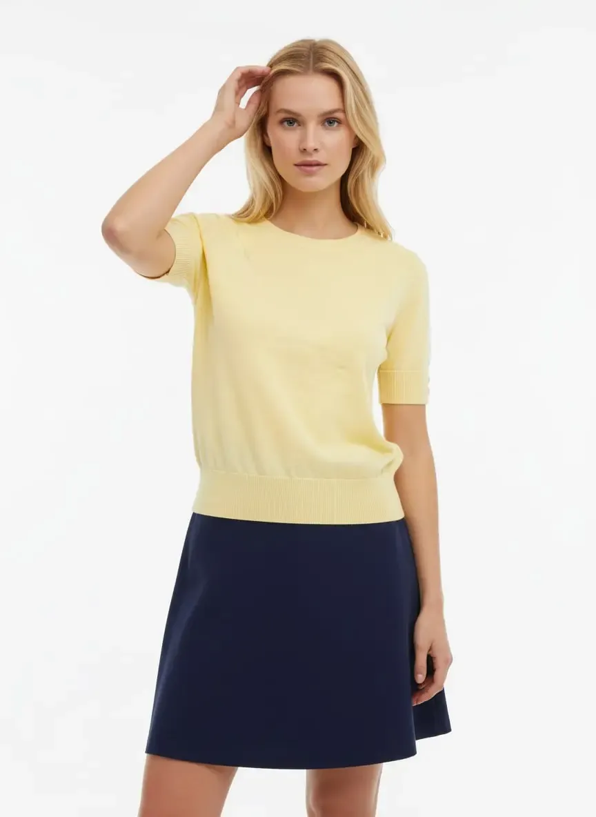 Kadın Bisiklet Yaka Premium İplik Basic Triko Kazak 12463.Crs