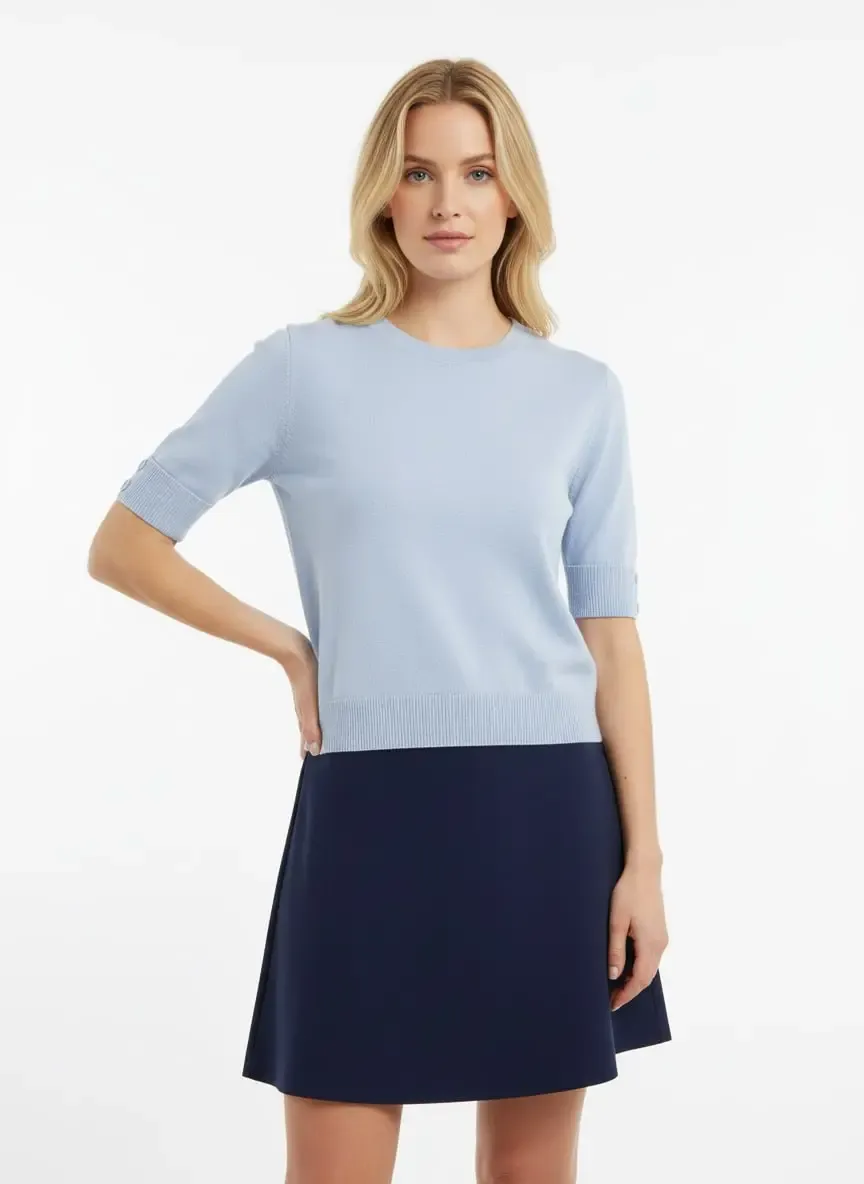 Kadın Bisiklet Yaka Premium İplik Basic Triko Kazak 12463.Crs