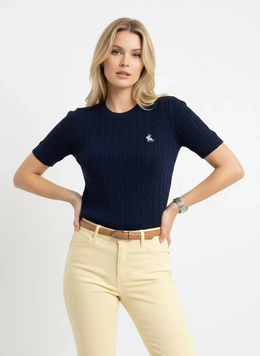 Kadın Bisiklet Yaka Saç Örgü Yumuşak Dokulu Triko Kazak 12411