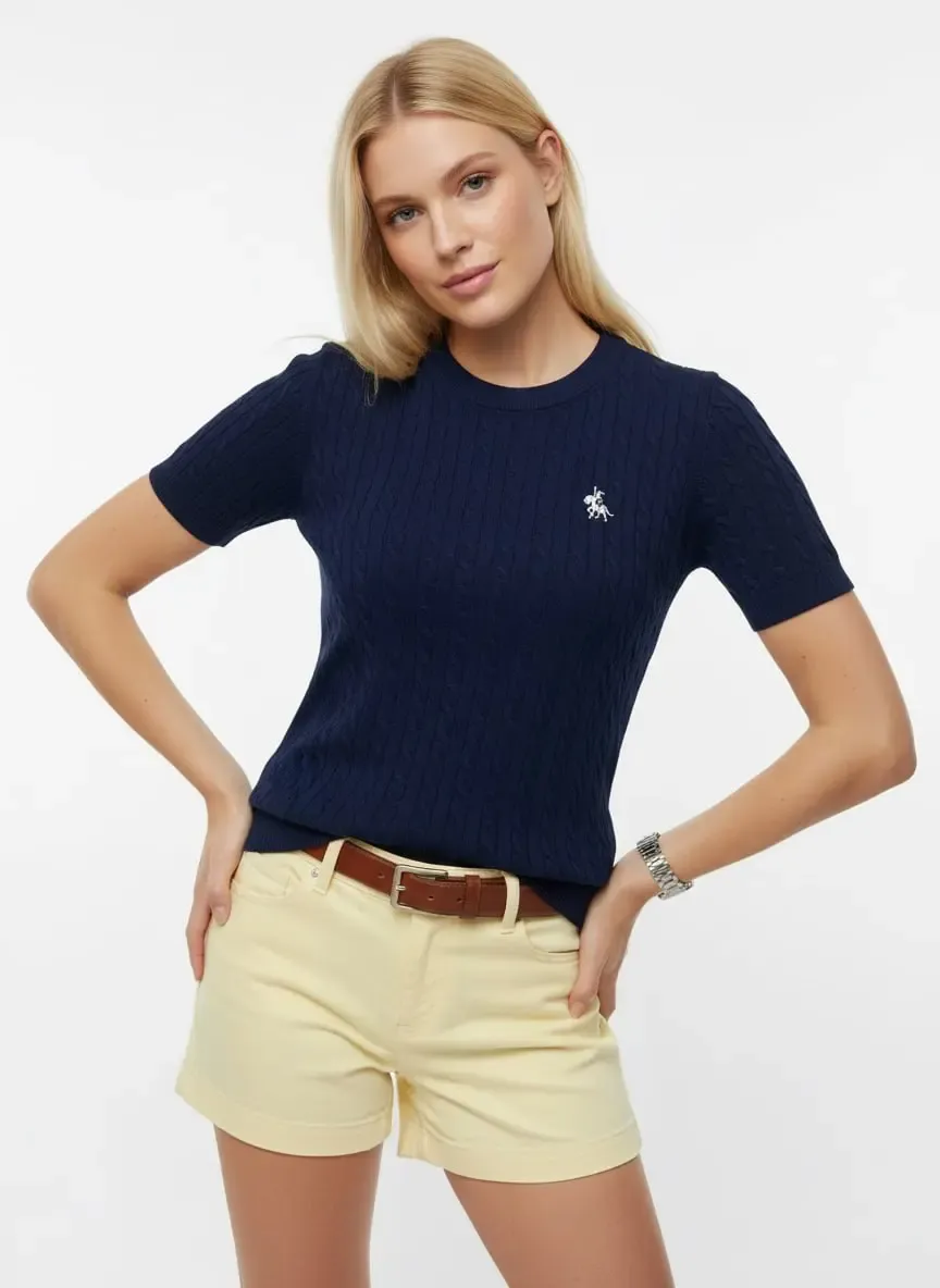 Kadın Bisiklet Yaka Saç Örgü Yumuşak Dokulu Triko Kazak 12411