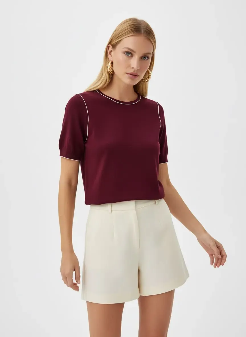 Kadın Bisiklet Yaka Yumuşak Dokulu Premium İplik Triko Kazak 12448.Crs