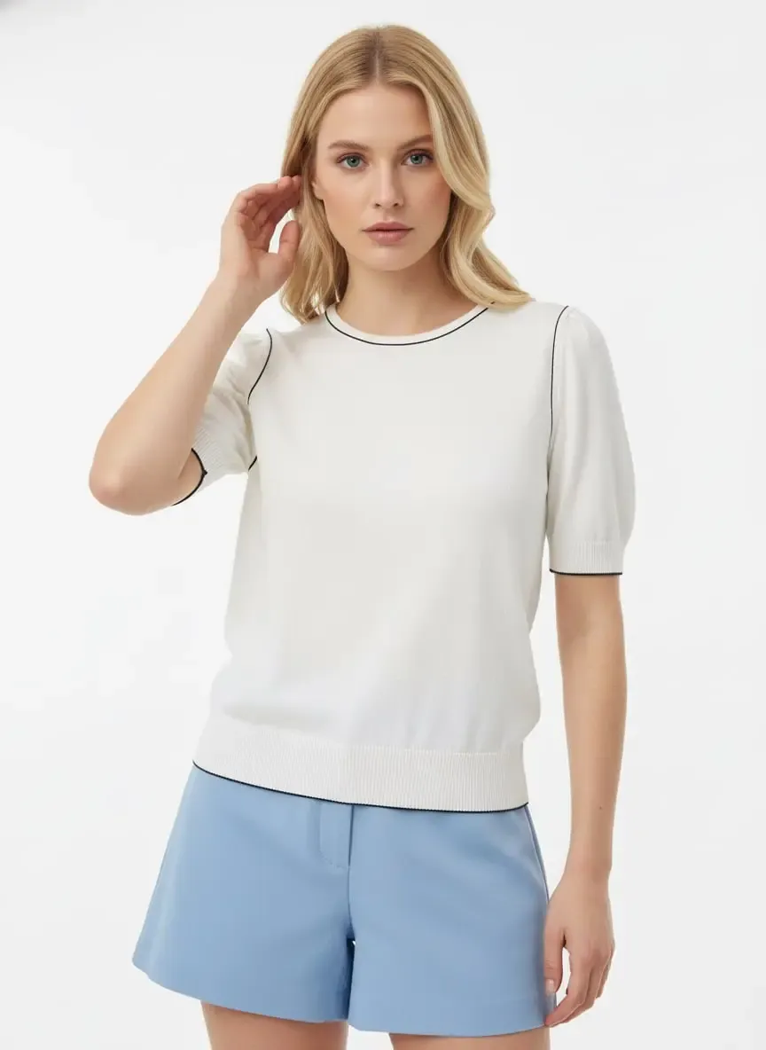 Kadın Bisiklet Yaka Yumuşak Dokulu Premium İplik Triko Kazak 12448.Crs