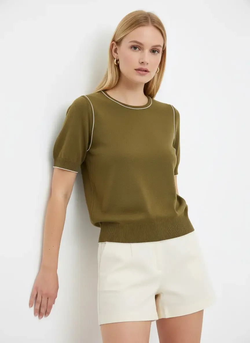 Kadın Bisiklet Yaka Yumuşak Dokulu Premium İplik Triko Kazak 12448.Crs