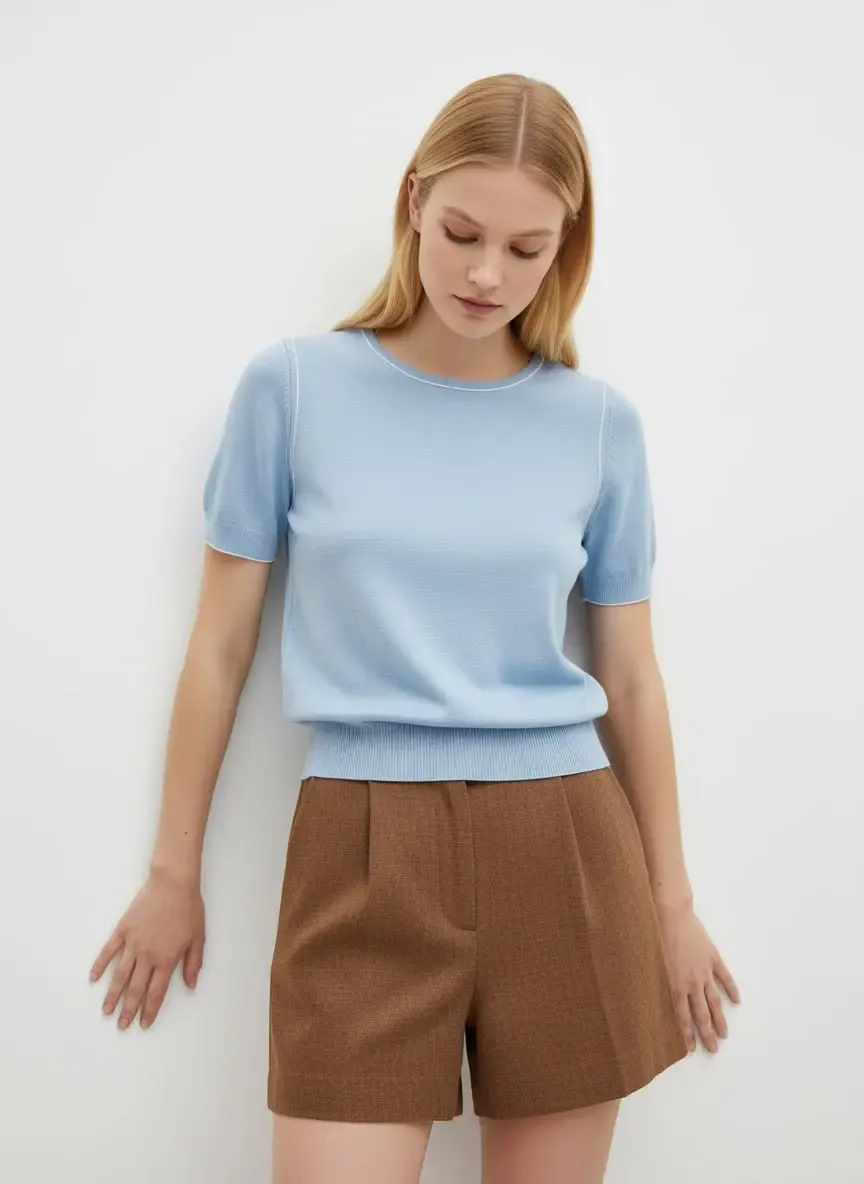 Kadın Bisiklet Yaka Yumuşak Dokulu Premium İplik Triko Kazak 12448.Crs