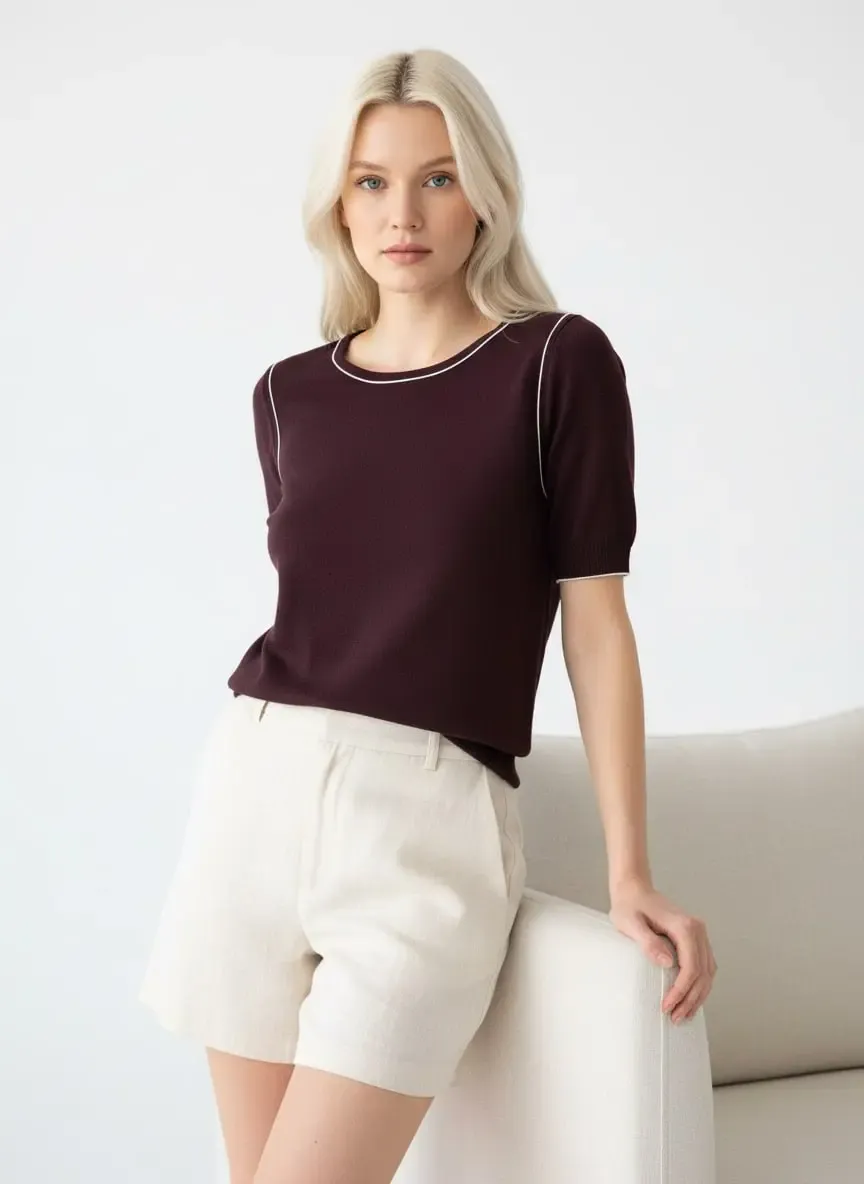 Kadın Bisiklet Yaka Yumuşak Dokulu Premium İplik Triko Kazak 12448.Crs