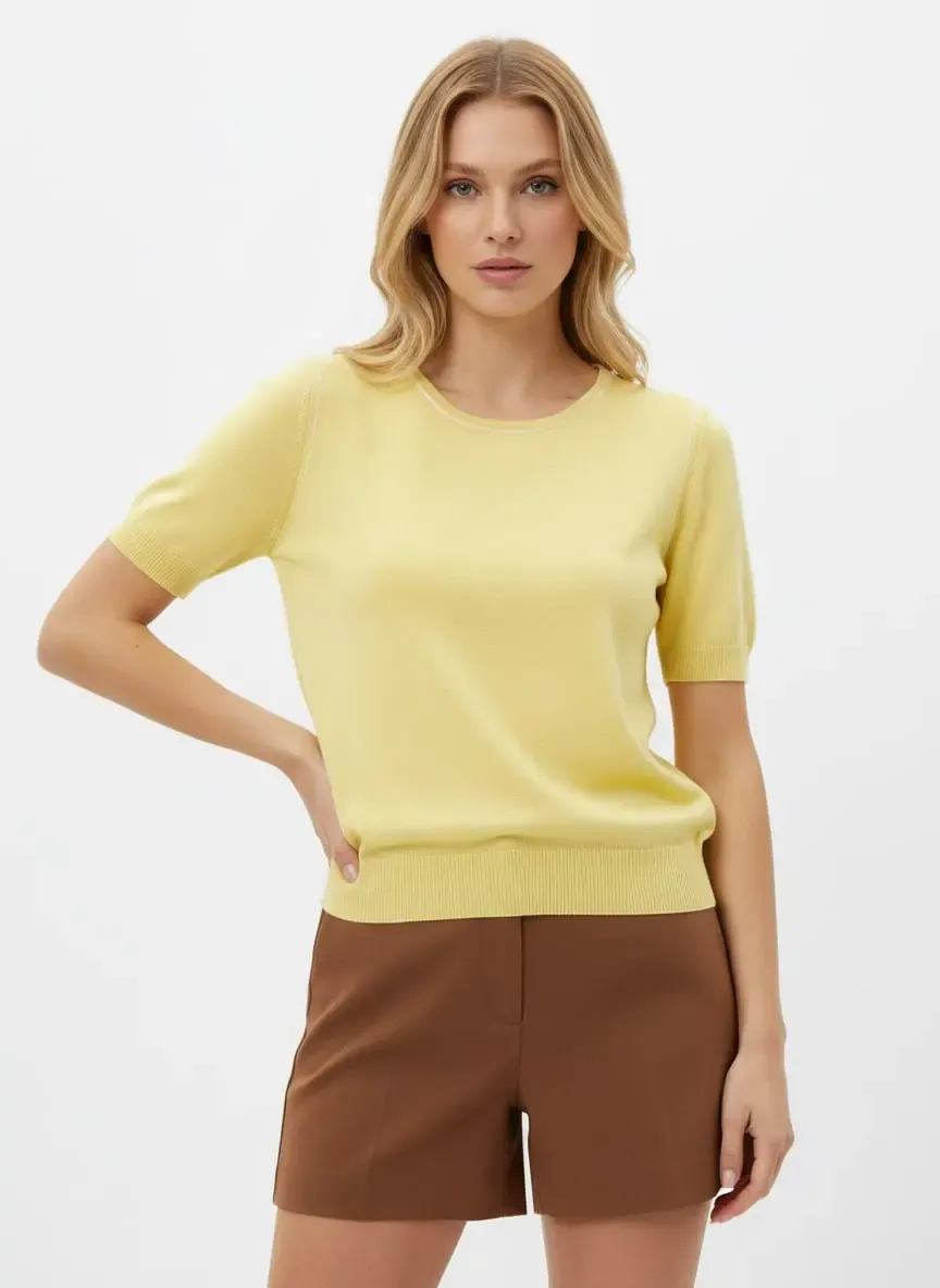 Kadın Bisiklet Yaka Yumuşak Dokulu Premium İplik Triko Kazak 12448.Crs