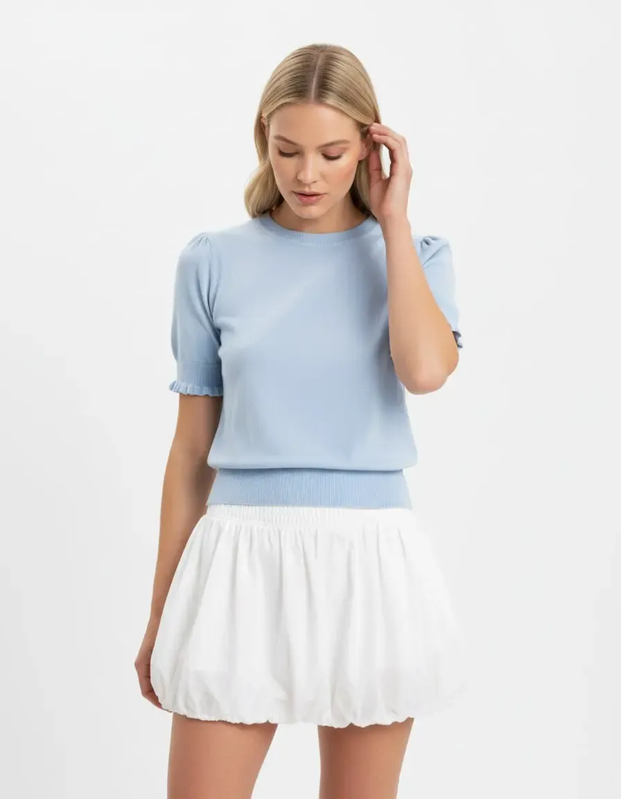 Kadın Bisiklet Yaka Yumuşak Dokulu Premium İplik Triko Kazak 12457.Crs