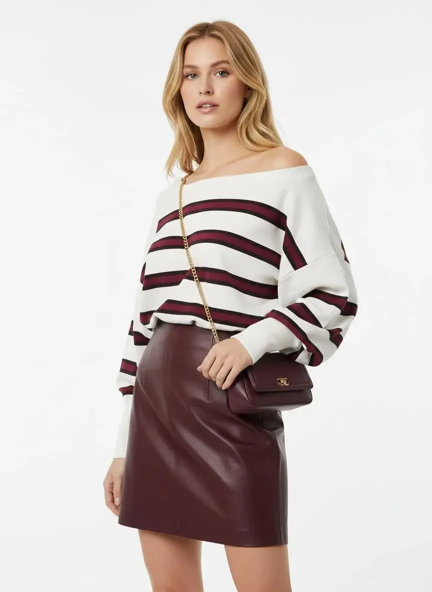 Kadın Geniş Yaka Kol Detay Premium İplik Yumuşak Dokulu triko kazak 12384.Crs