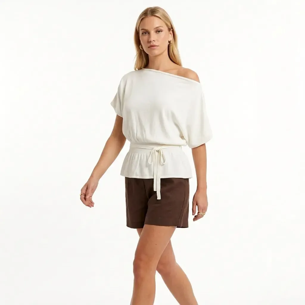 Kadın Kayık Yaka Gipeli Yarasa Kol Viskon Trik Kazak 12466.Vrt