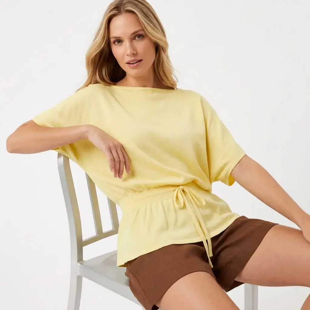 Kadın Kayık Yaka Gipeli Yarasa Kol Viskon Trik Kazak 12466.Vrt