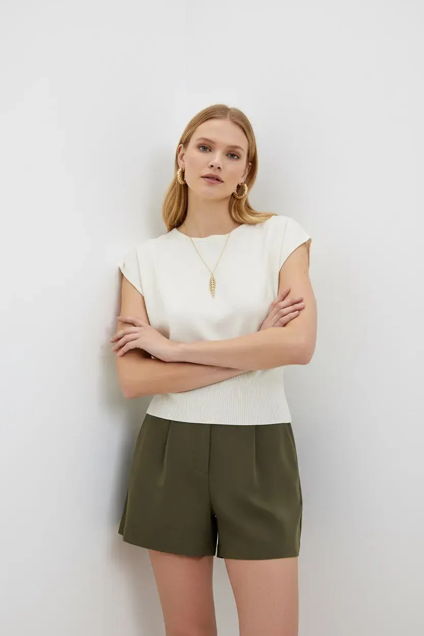 Kadın Kayık Yaka Örgü Detay Premium İplik Triko Kazak 12449.Crs