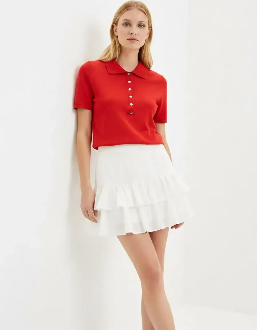 Kadın Polo Yaka Çıt Çıt Kapama Triko Kazak 12435.Vrt