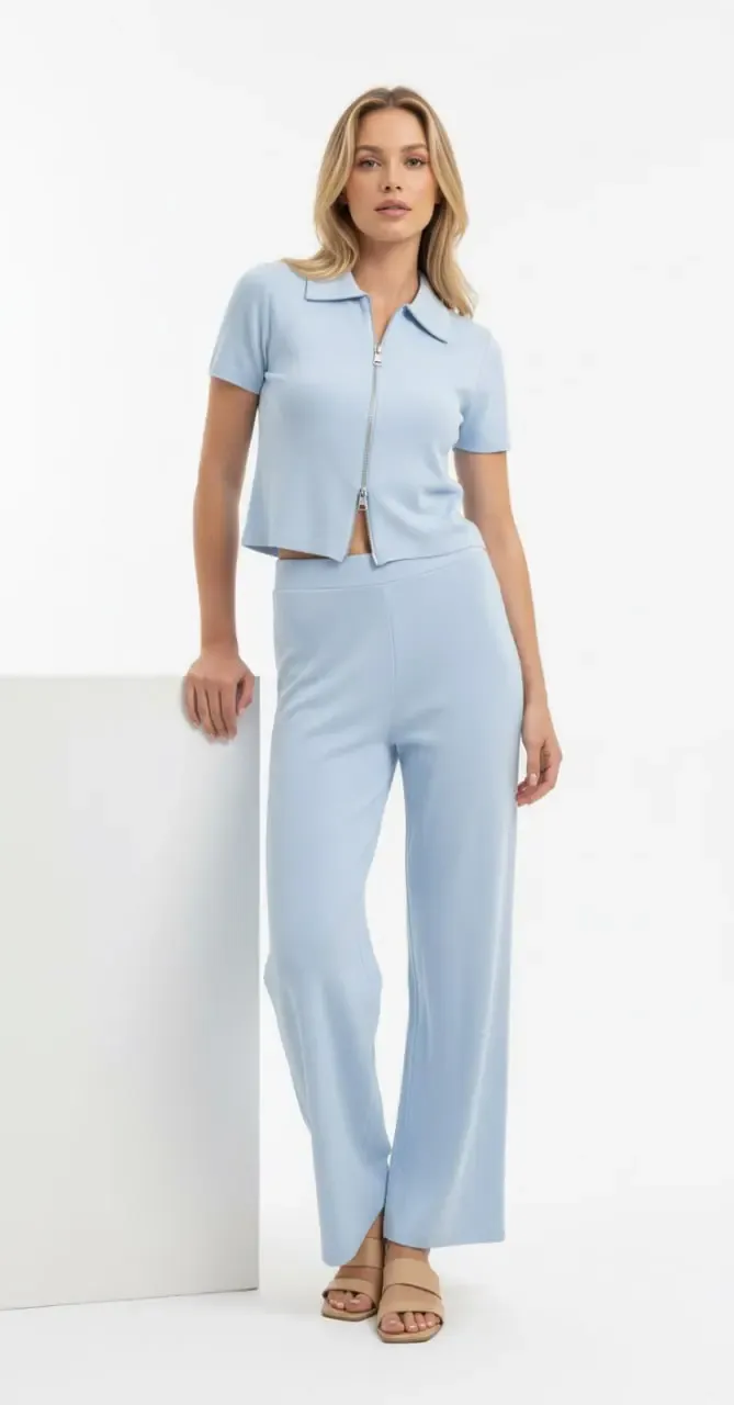 Kadın Polo Yaka Fermuar Detay Modal Touch Alt Üst Takım 26020