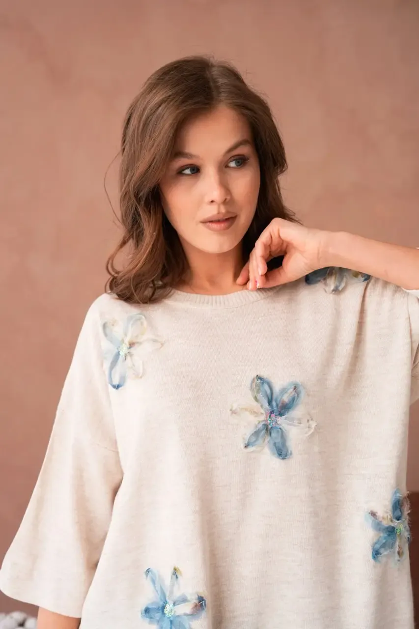 12218 Kadın Polo Yaka Yumuşak Dokulu Triko Kazak