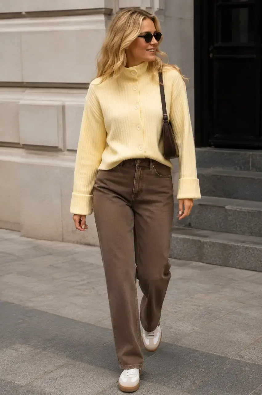Basic Crop Yumuşak Dokulu Dik Yaka Triko Hırka AW25HI0004