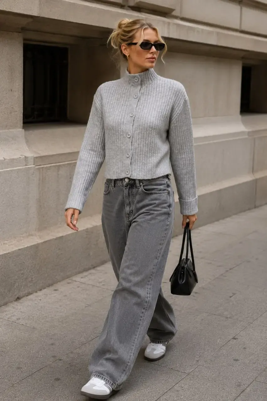 Basic Crop Yumuşak Dokulu Dik Yaka Triko Hırka AW25HI0004