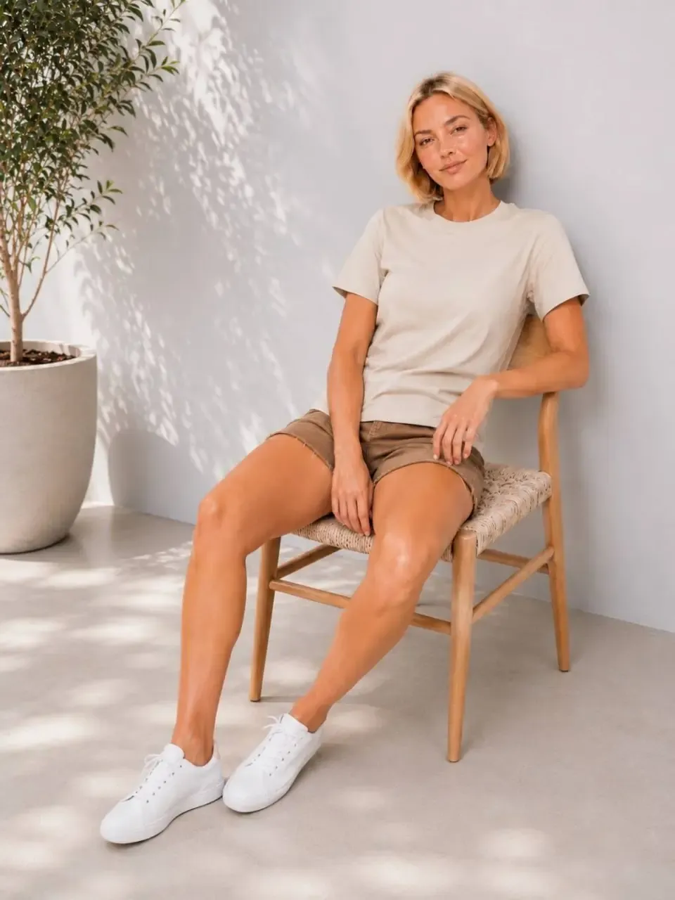 Kadın %100 Pamuk Bisiklet Yaka Basic T-Shirt 26082