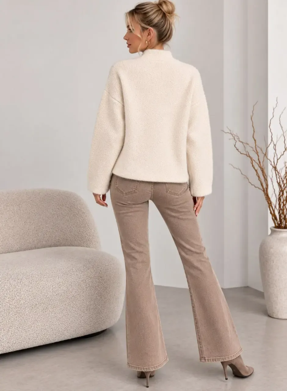Kadın Hakim Yaka Çin Düğmeli Geniş Kesim Hırka 8763