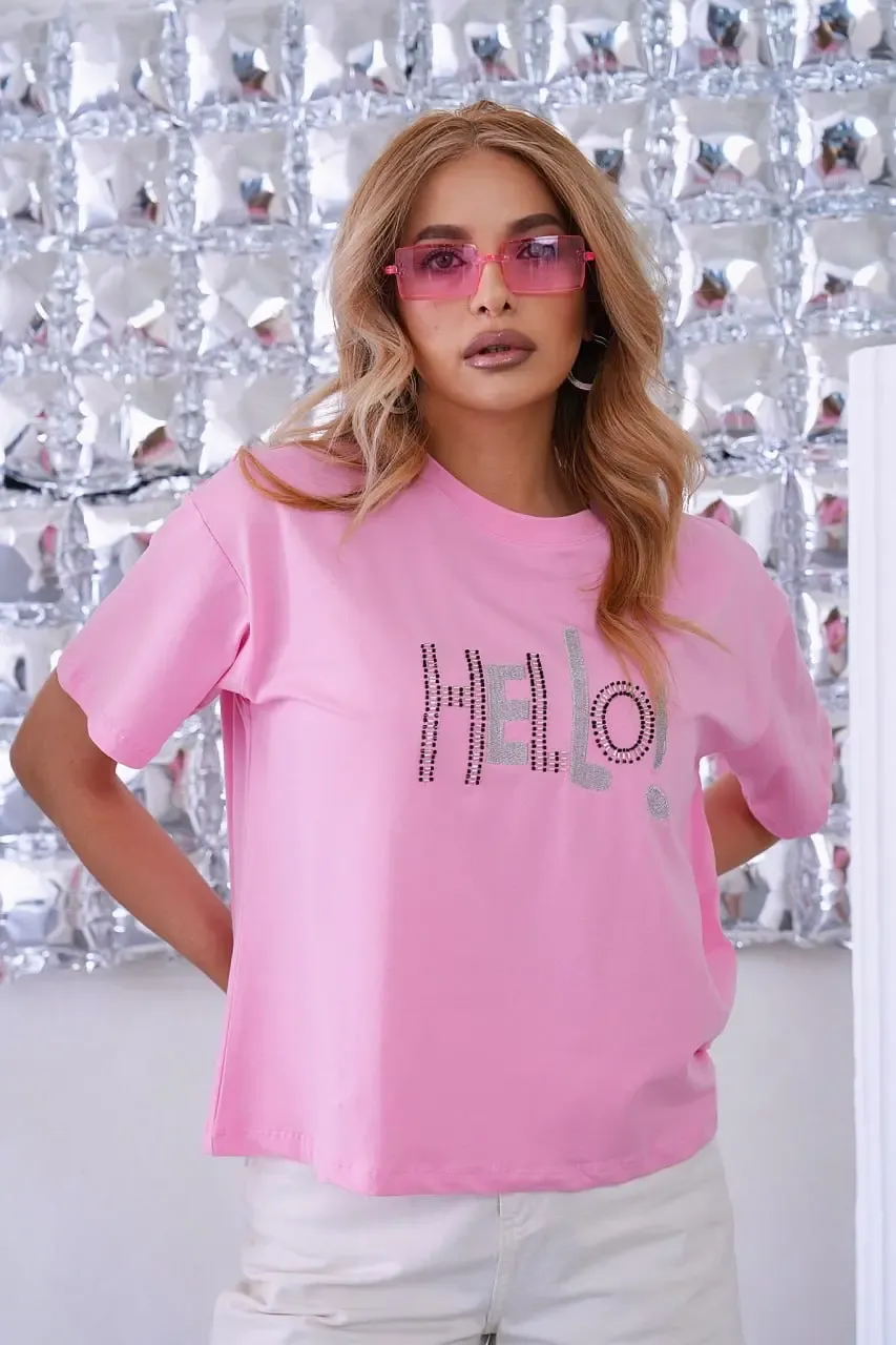 Kadın Kısa Kollu Bisiklet Yaka Baskılı T-Shirt 26012