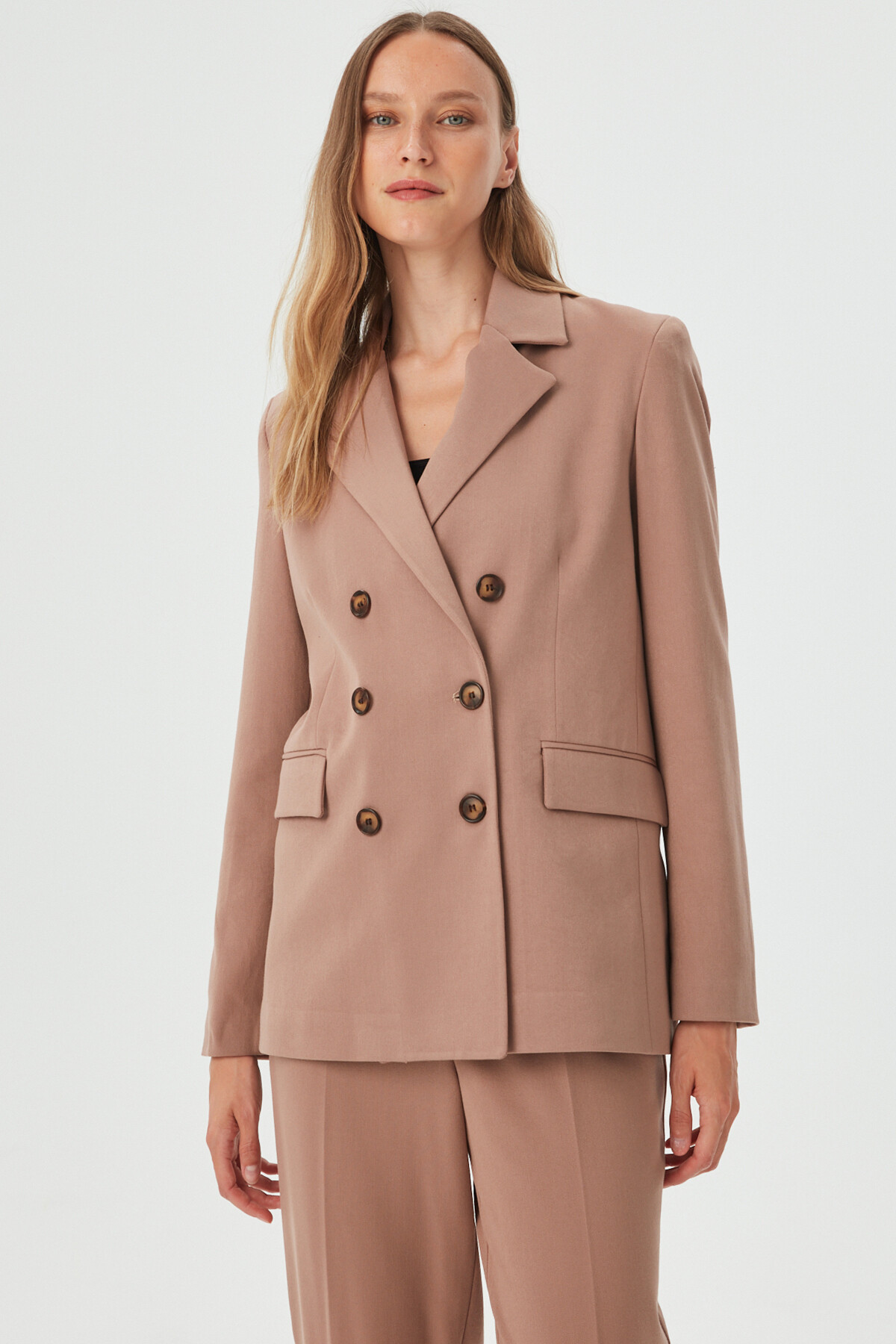 Kadın Camel Düğme Deteylı Boyfriend Blazer Ceket