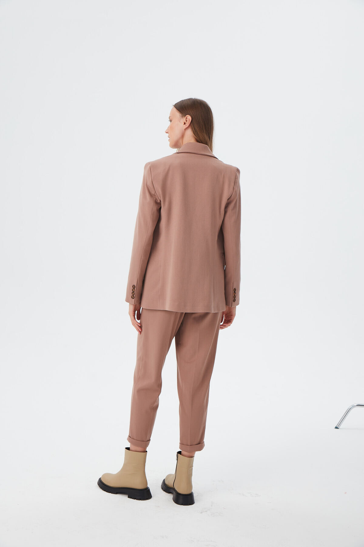 Kadın Camel Düğme Deteylı Boyfriend Blazer Ceket