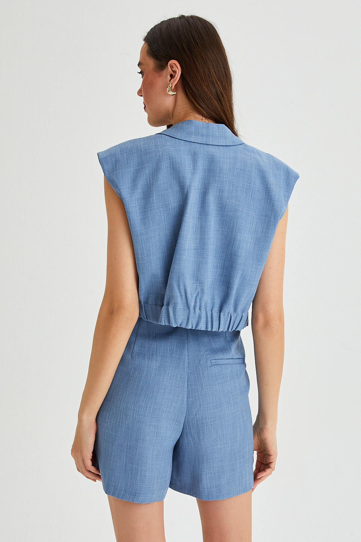 Womens Belt Pocket Detailed Pleated Bermuda