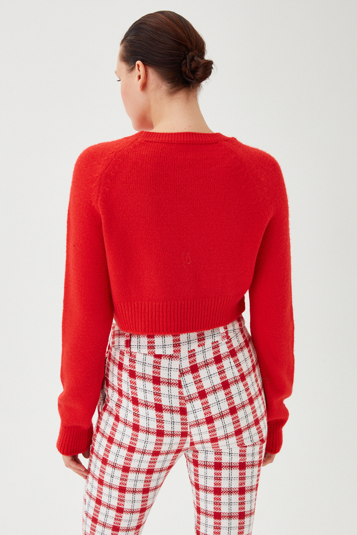 Womens Pomegranate Crew Neck Soft Textured Crop Knitwear Sweater