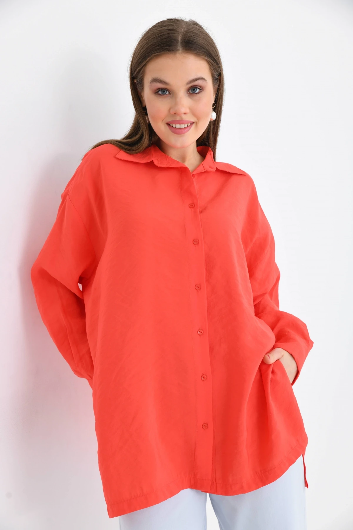 Oversize Uzun Kol Basic Gömlek