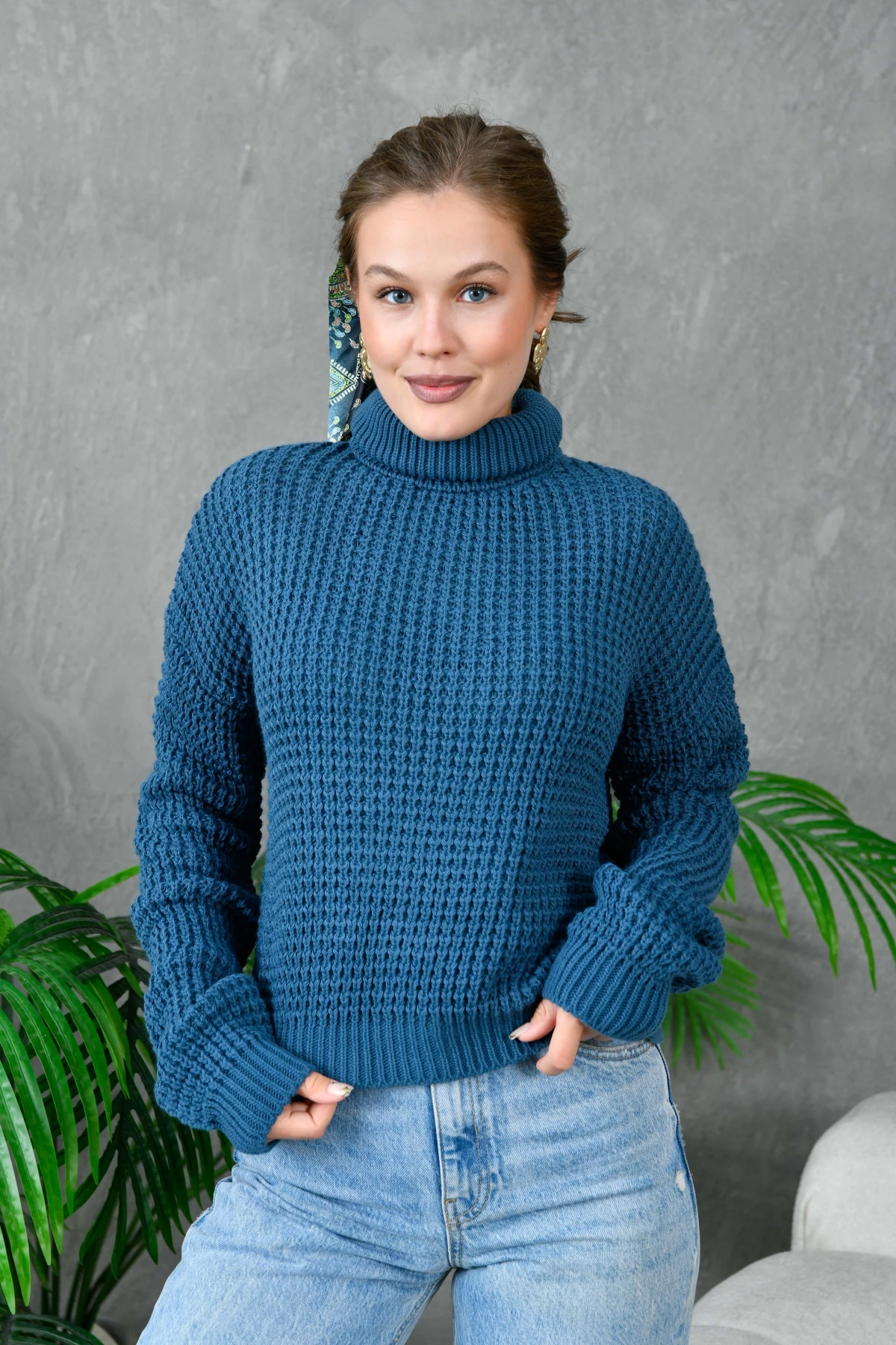 Kadın Balıkçı Yaka Triko Kazak