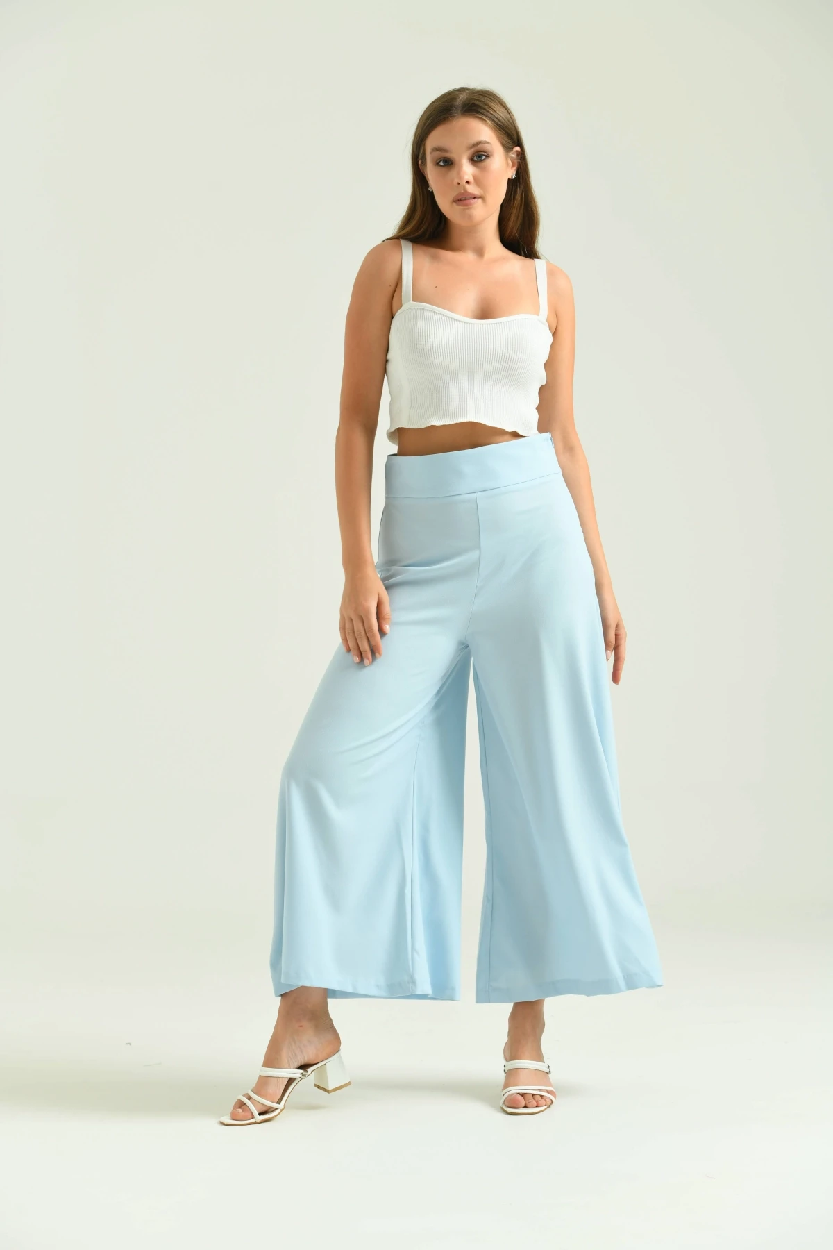 Kadın Bebe Mavi Yüksek Bel Etek Pantolon