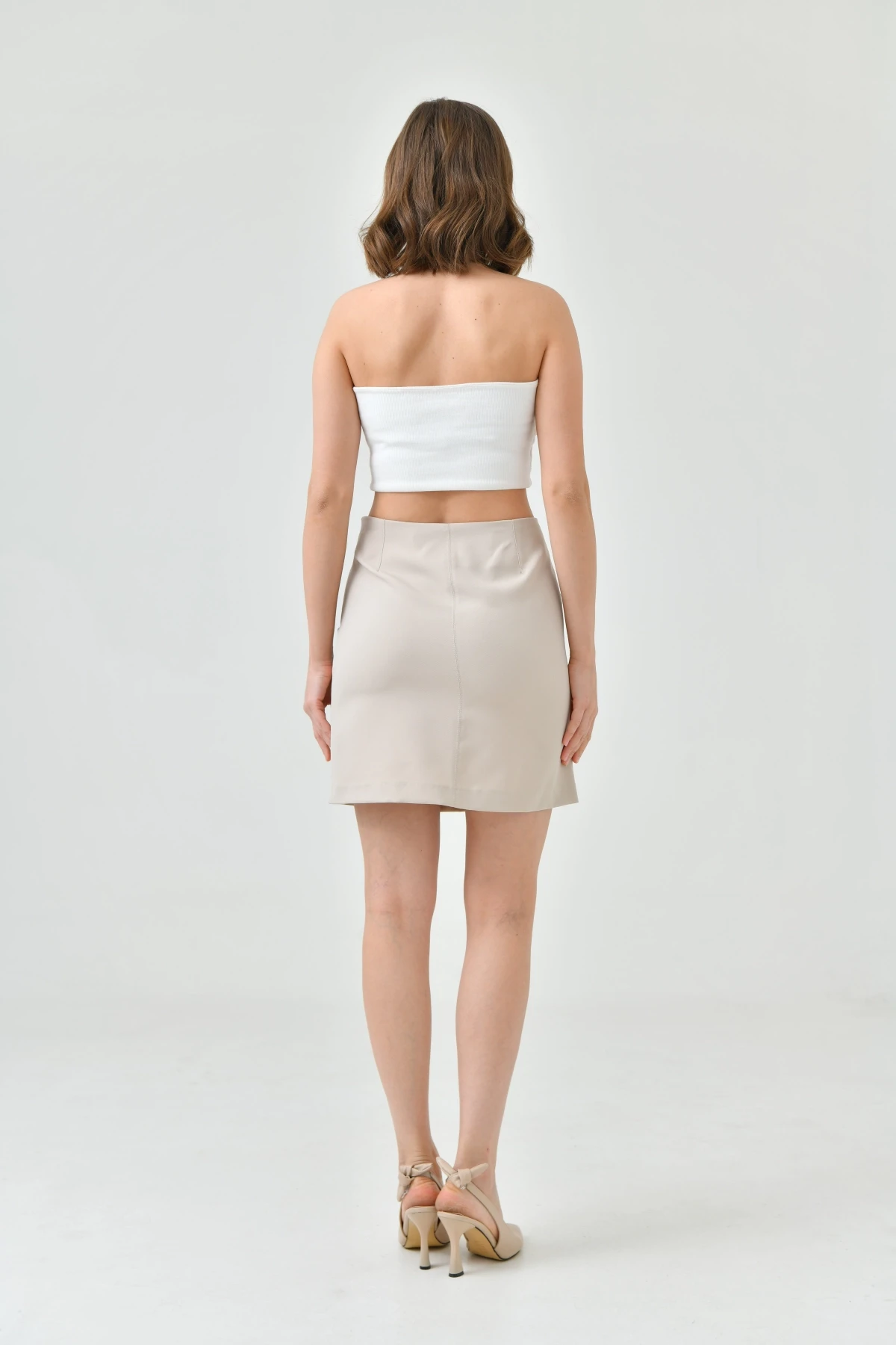 Womens Pleated Detailed Fabric Skirt