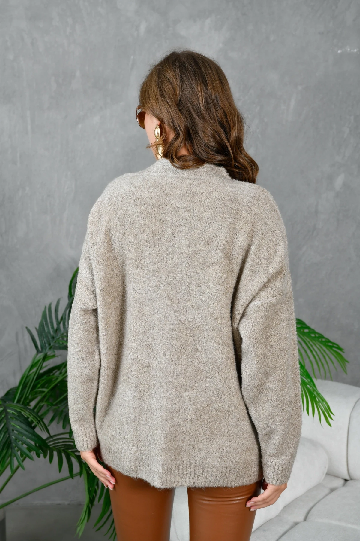 Kadın Cep Detay Triko Hırka