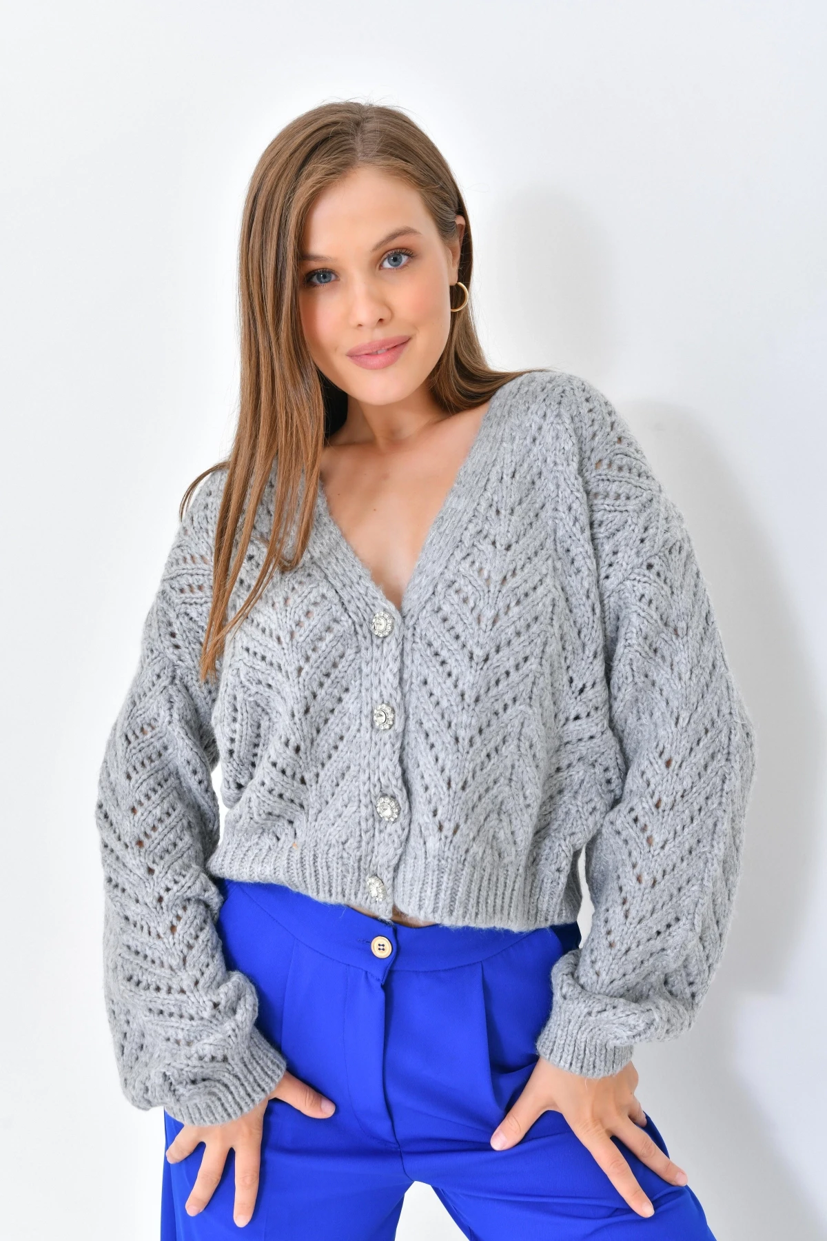 Kadın Desenli Triko Hırka