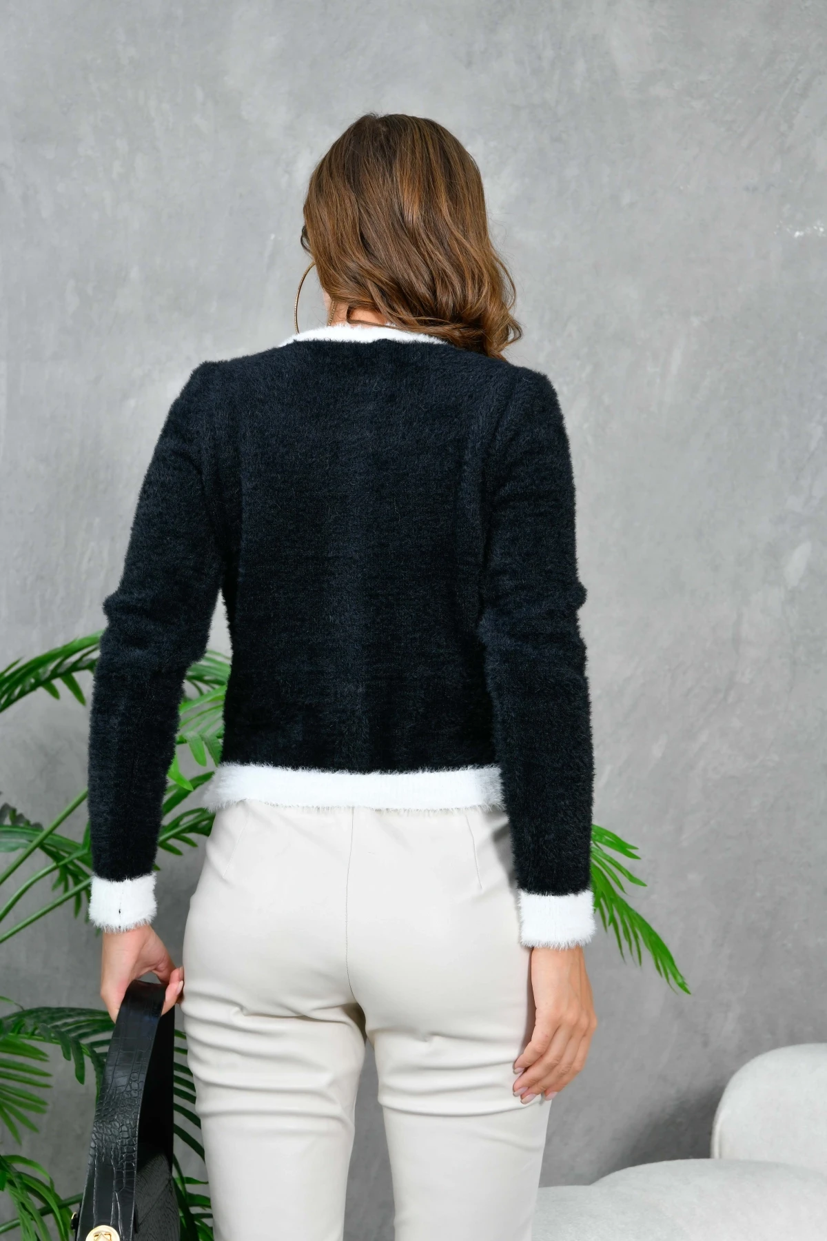 Kadın Düğme Detay Triko Hırka