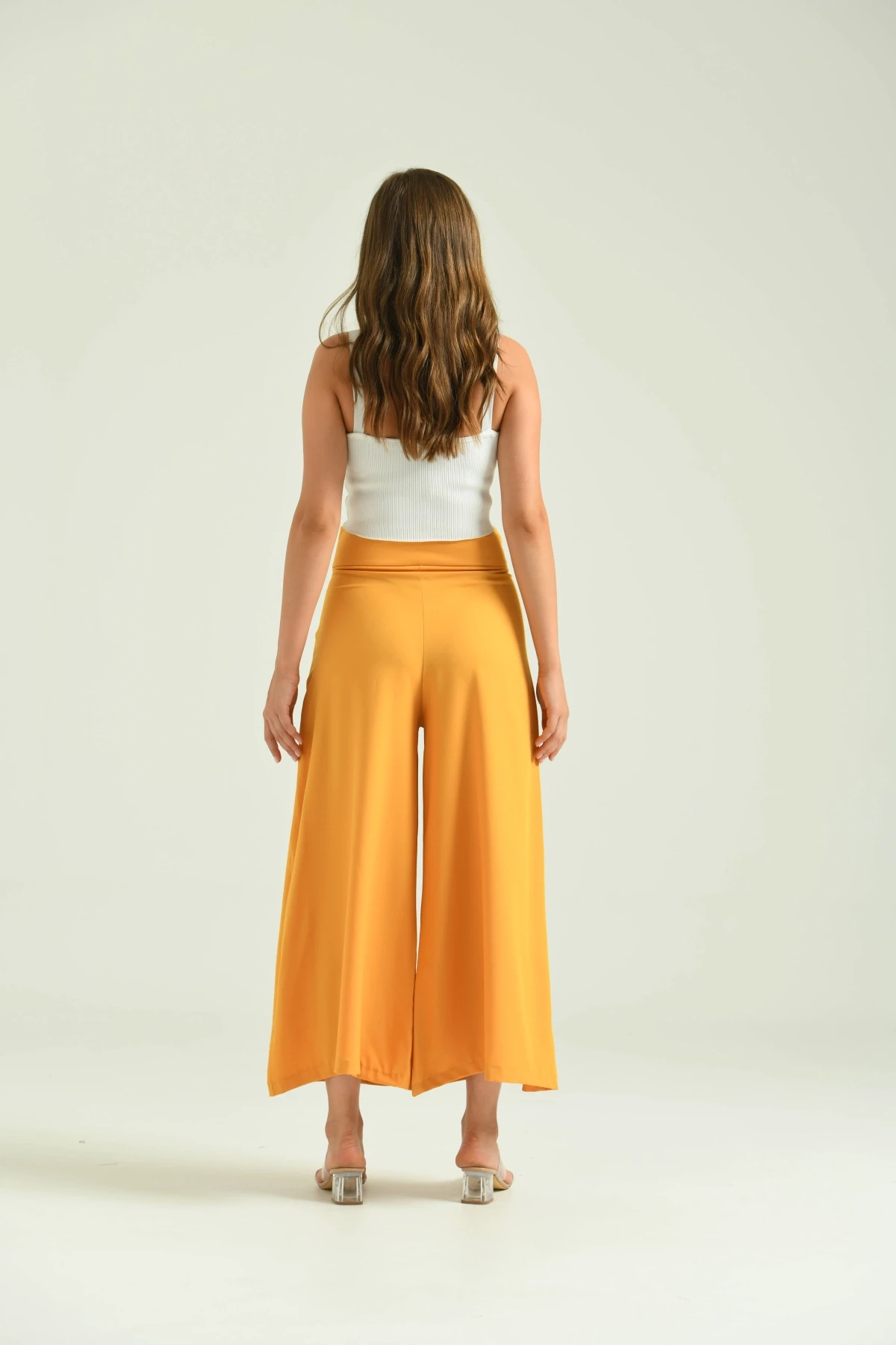 Kadın Hardal Yüksek Bel Etek Pantolon