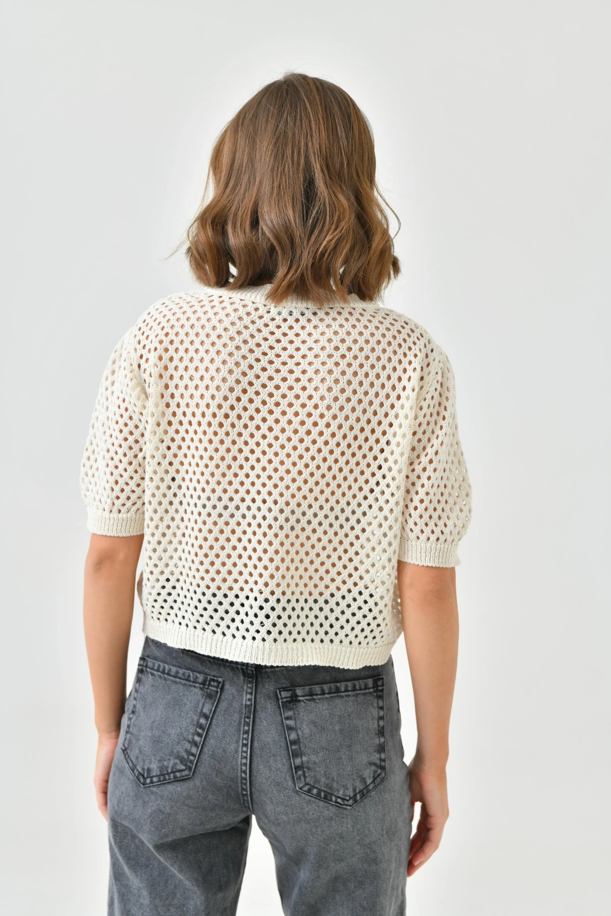 Kadın Taş Ajurlu Mevsimlik Triko Kazak