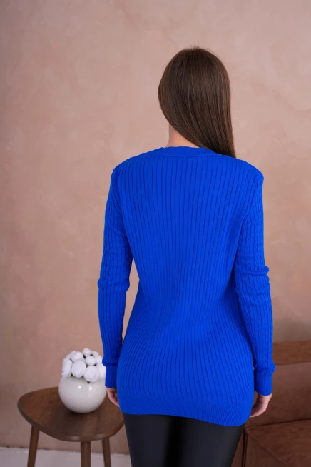 Bisiklet Yakalı Nakış Detaylı Uzun Kol Saçörgü Tunik