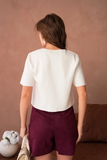 Bisiklet Yaka Düğme Detaylı Kısa Triko Ceket