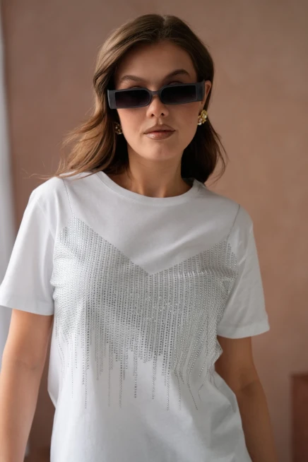 Taş İşlemeli Basic T-Shirt