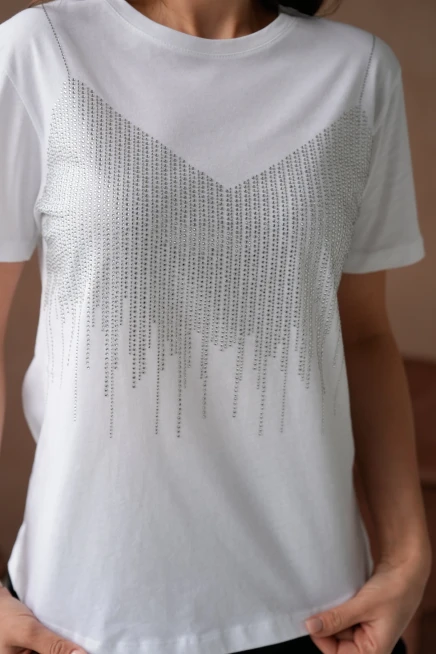 Taş İşlemeli Basic T-Shirt