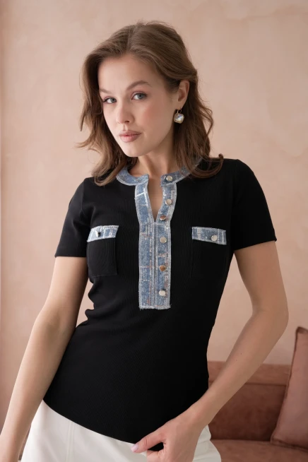 Kot Kumaşlı Basic T-Shirt