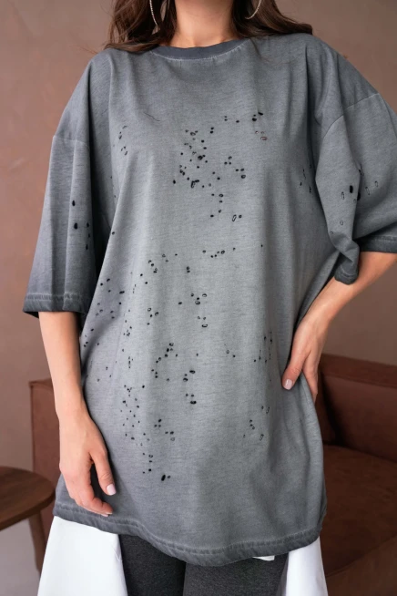 Delikli Salaş T-Shirt