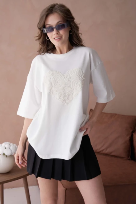 Tül Detaylı Salaş T-Shirt