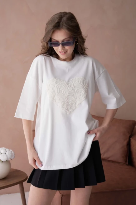 Tül Detaylı Salaş T-Shirt