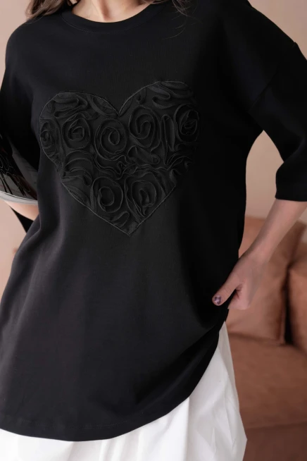 Tül Detaylı Salaş T-Shirt