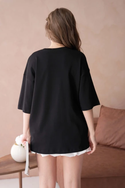 Tül Detaylı Salaş T-Shirt