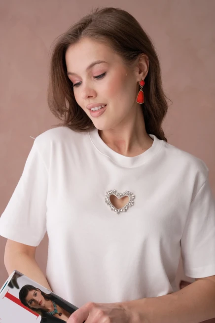 Taş İşleme Basic T-Shirt